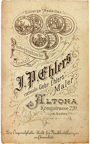 CDV Ehlers: Herrenbildnis mit Blumengebinde verso