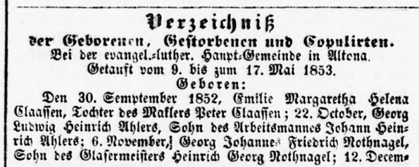 Altonaer Nachrichten vom 21. 05. 1853