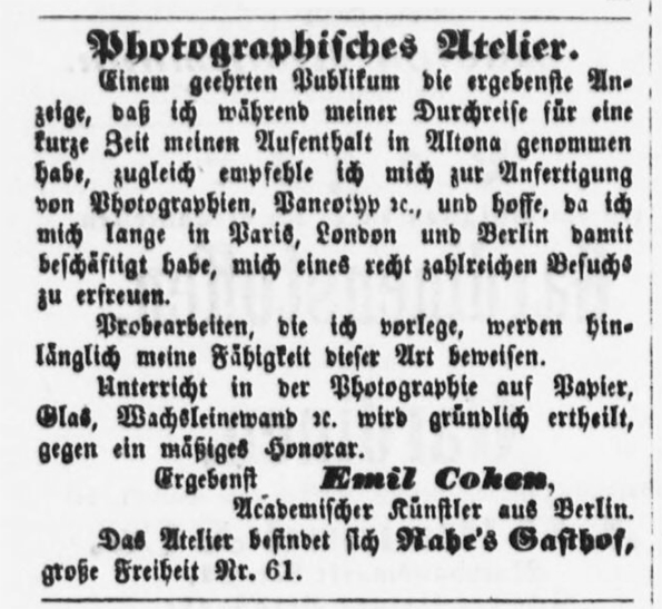 Altonaer Nachrichten vom 26. 04. 1856