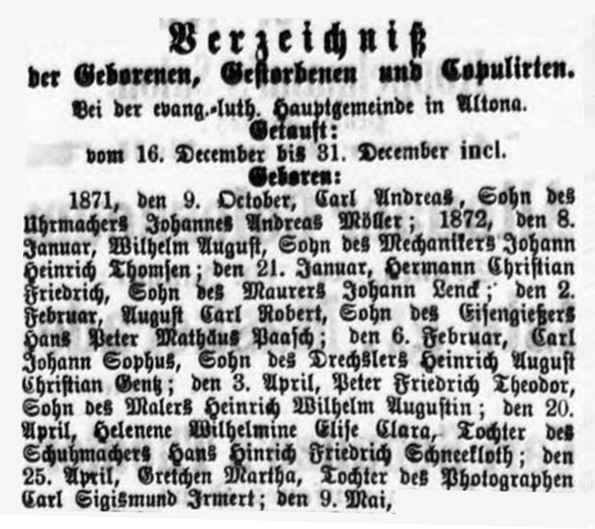 Altonaer Nachrichten vom 10. 01. 1873