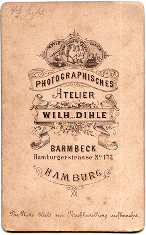 Wilhelm Dihle Maedchenbildnis CDV - Revers