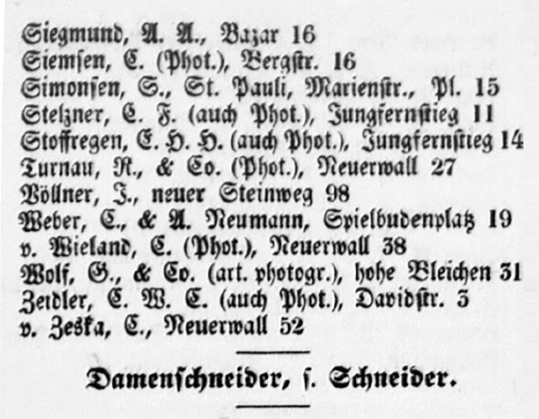 Adrebuch Hamburg 1861 - Detail von S. 415