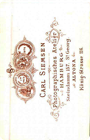 CDV Siemsen Kinderbildnis - verso