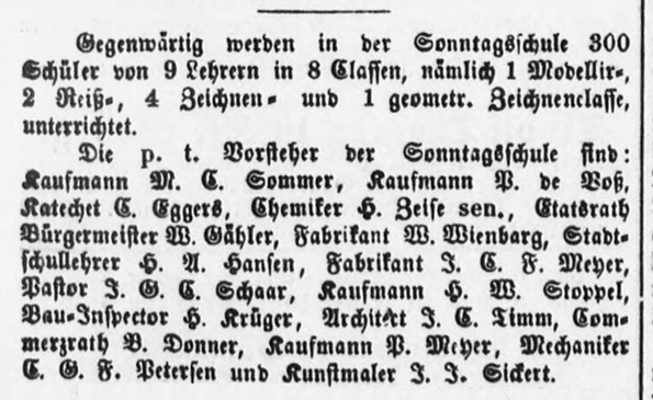 Altona - Sickert - 1854 - Annonce - Sonntagsschule - klein