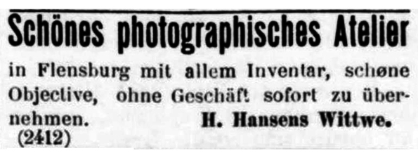 Apenrade - Hansen H - Atelierverkauf durch die Witwe