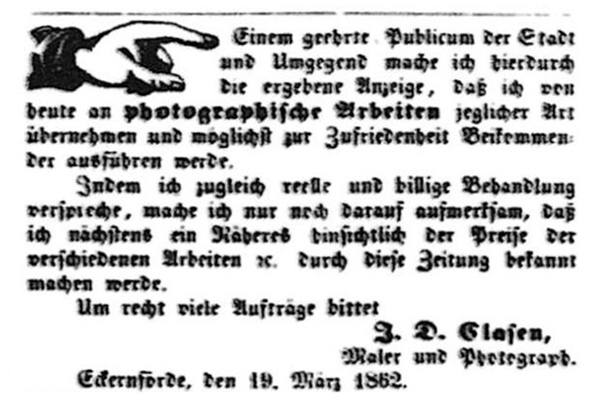 111409 - Eckernfrde - Clasen - Annonce 1862 - klein