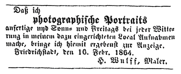 Friedrichstadt Wulff Annonce 1981 Unigre