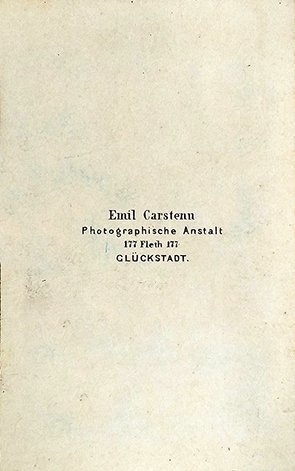 CDV Glckstadt Carstenn - Marktplatz 1871 verso