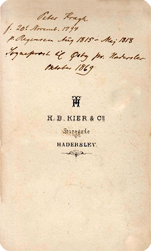 Kier - Bildnis Pastor Kragh - verso