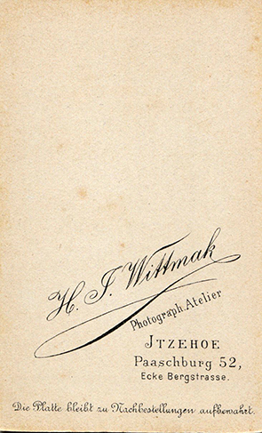 CDV Itzehoe Wittmak - Frauenbrustbild - verso