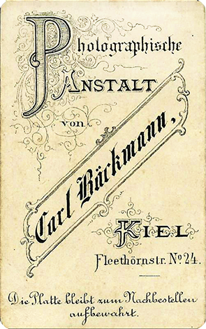 Kiel Baeckmann CDV Herrenbildnis verso
