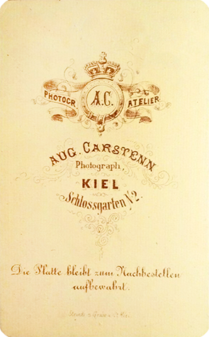 CDV Kiel Carstenn - Herrenportrait - verso