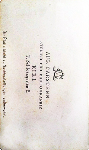 CDV Kiel Carstenn - Herrenportrait Langenheim - verso