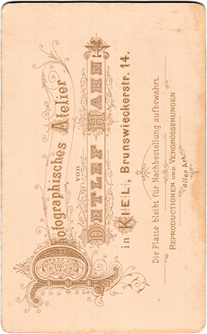 CDV Kiel Hahn Familienportrait (4 Personen) verso
