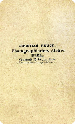 CDV Kiel Heuck Herrenbildnis verso