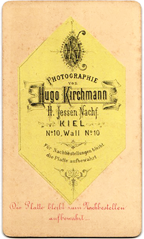 CDV Kiel Kirchmann Kinderbildnis verso