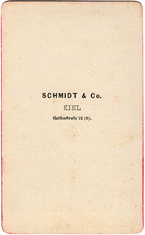 Kiel Schmidt & Wegener CDV Mnnerbildnis verso
