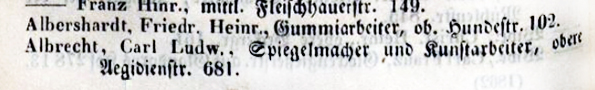 Luebeck - Adrebuch von 1862 - Detail
