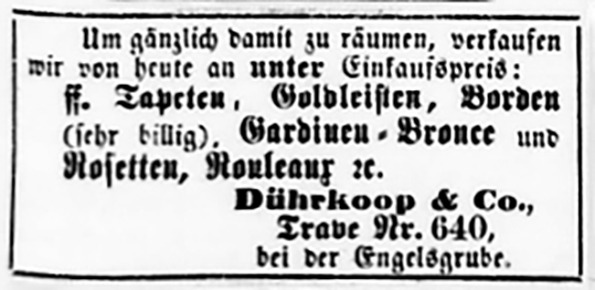 Luebeck Duehrkoop Lueb. Anz. 08-05-1872 Detail