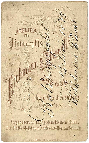 CDV Luebeck Eichmann/David Damenportrait Verso