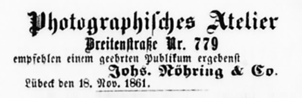 Lbeck Nhring Annonce Lb. Anzeigen 1861-11-23
