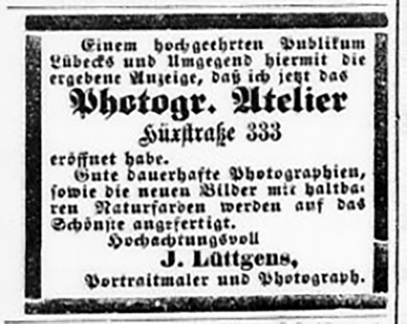 Lbeckische Anzeigen - Lttgens - 1874 - Detail