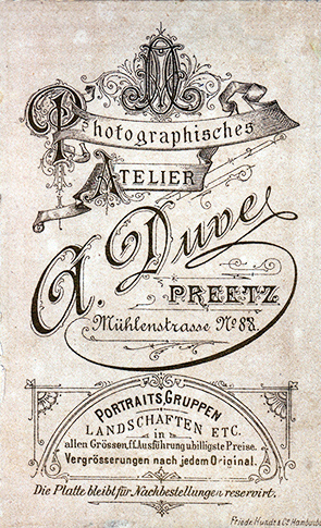 CDV Preetz Duve - Kinderbildnis verso