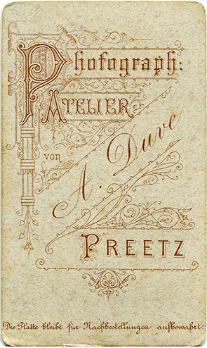 CDV Preetz Duve Herrenbrustbild - verso