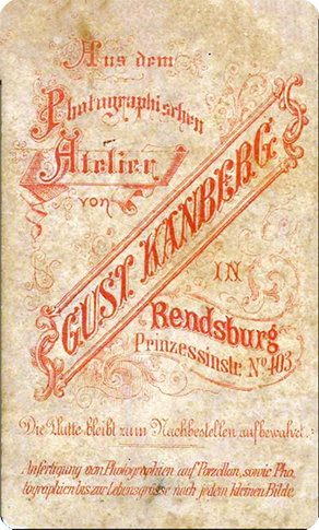 CDV Rendsburg - Kanberg, Gustav Paar verso