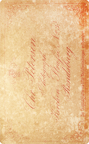 CDV Rendsburg Petersen - Herrenbrustbild verso