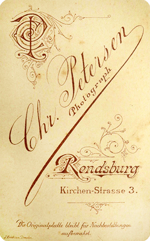 CDV Rendsburg Petersen - Damenbrustbild Vignette verso