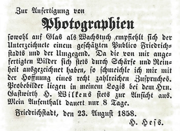 Schleswig - Hess, Heinrich - Annonce Friedrichstadt klein
