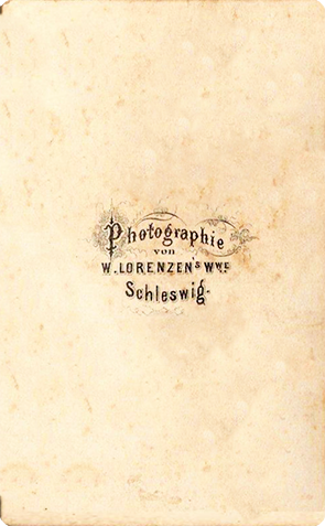 CDV Schleswig - Lorenzen Witwe - Dame mit Schohund verso