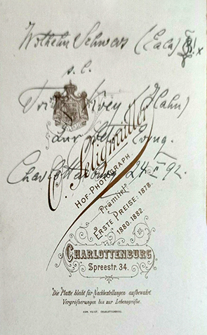 CDV Schleswig - Seligmueller - Burschenschaftler verso