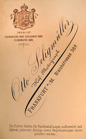 CDV Schleswig - Seligmueller - Dame aus Frankfurt verso