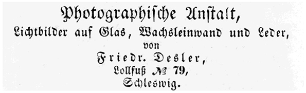 Schleswig - Desler - Annonce Intelligenzblatt 1857 klein