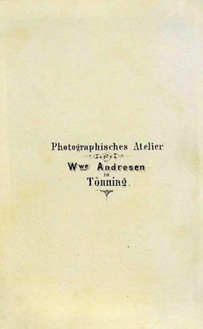 CDV Tnning Andresen, Witwe, Gefangener verso
