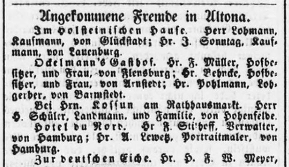 Wandsbek - Lewitz - Annonce 1856-06-03 Detail