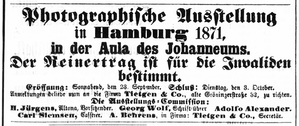 Wandsbek Neuwerth Ausstellungsbeteiligung 1871 - Detail