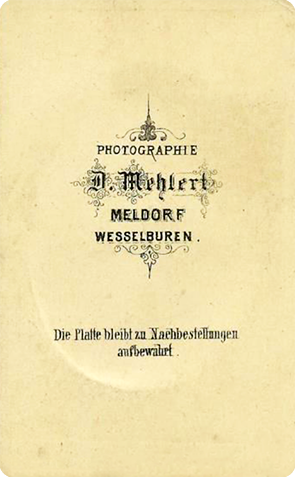 CDV Wesselburen Mehlert, Detlef Mann, Vignette - verso